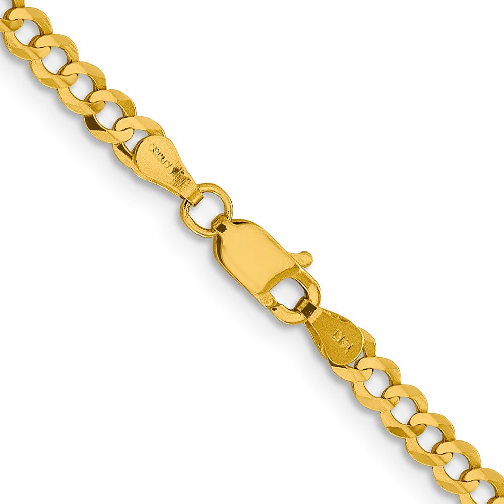 14K 18 inch 3.7mm Lightweight Flat Cuban with Lobster Clasp Chain