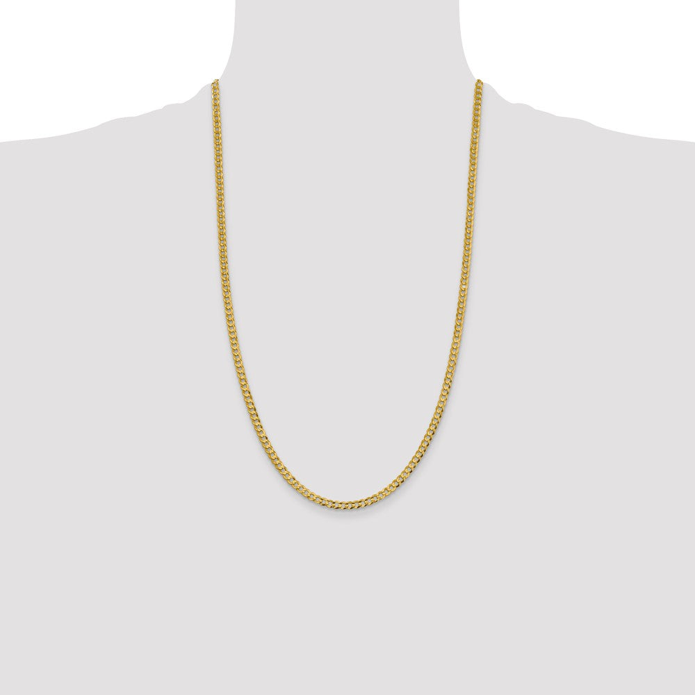14K 26 inch 3.7mm Lightweight Flat Cuban with Lobster Clasp Chain