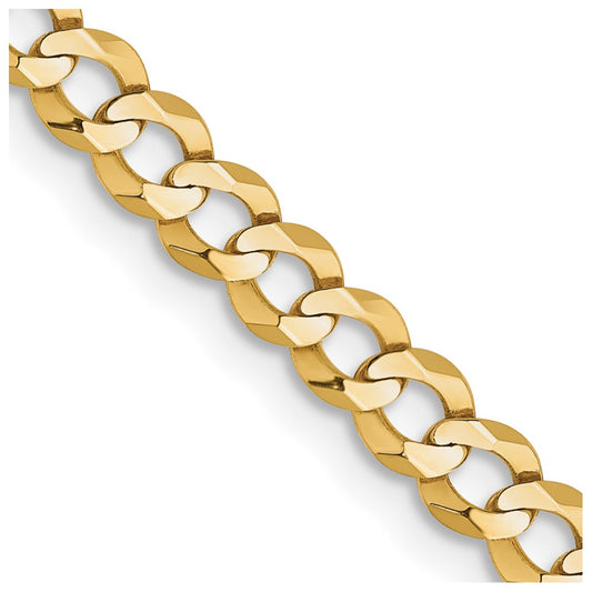 14K 22 inch 3.7mm Lightweight Flat Cuban with Lobster Clasp Chain