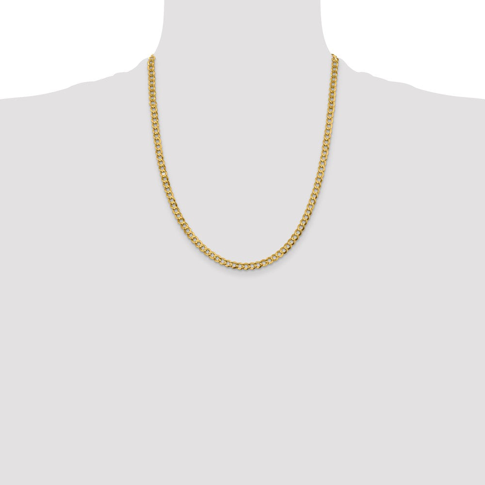 14K 22 inch 4.7mm Lightweight Flat Cuban with Lobster Clasp Chain