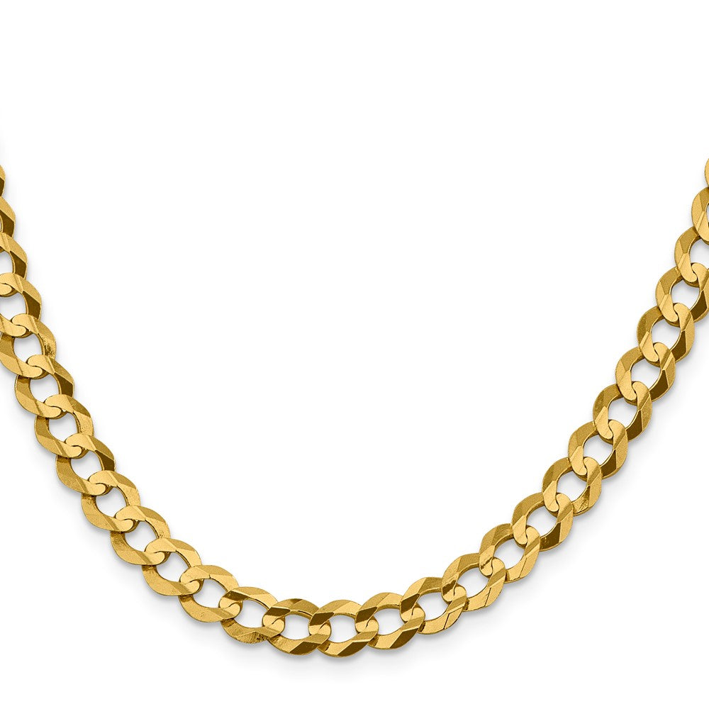 14K 22 inch 7.2mm Lightweight Flat Cuban with Lobster Clasp Chain