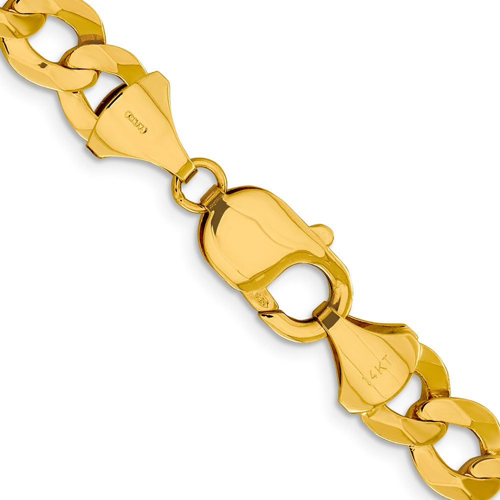 14K 26 inch 9.4mm Lightweight Flat Cuban with Lobster Clasp Chain