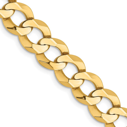 14K 24 inch 9.4mm Lightweight Flat Cuban with Lobster Clasp Chain