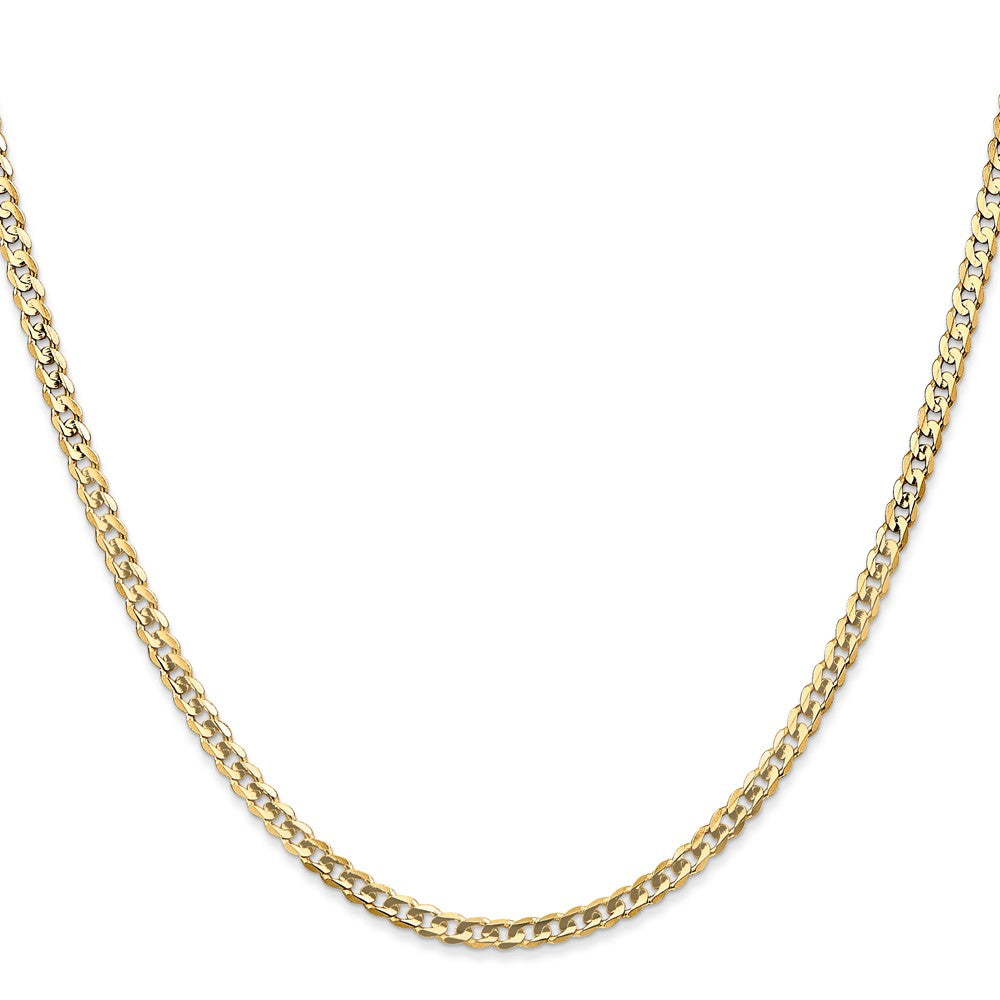 14K 22 inch 3mm Open Concave Curb with Lobster Clasp Chain