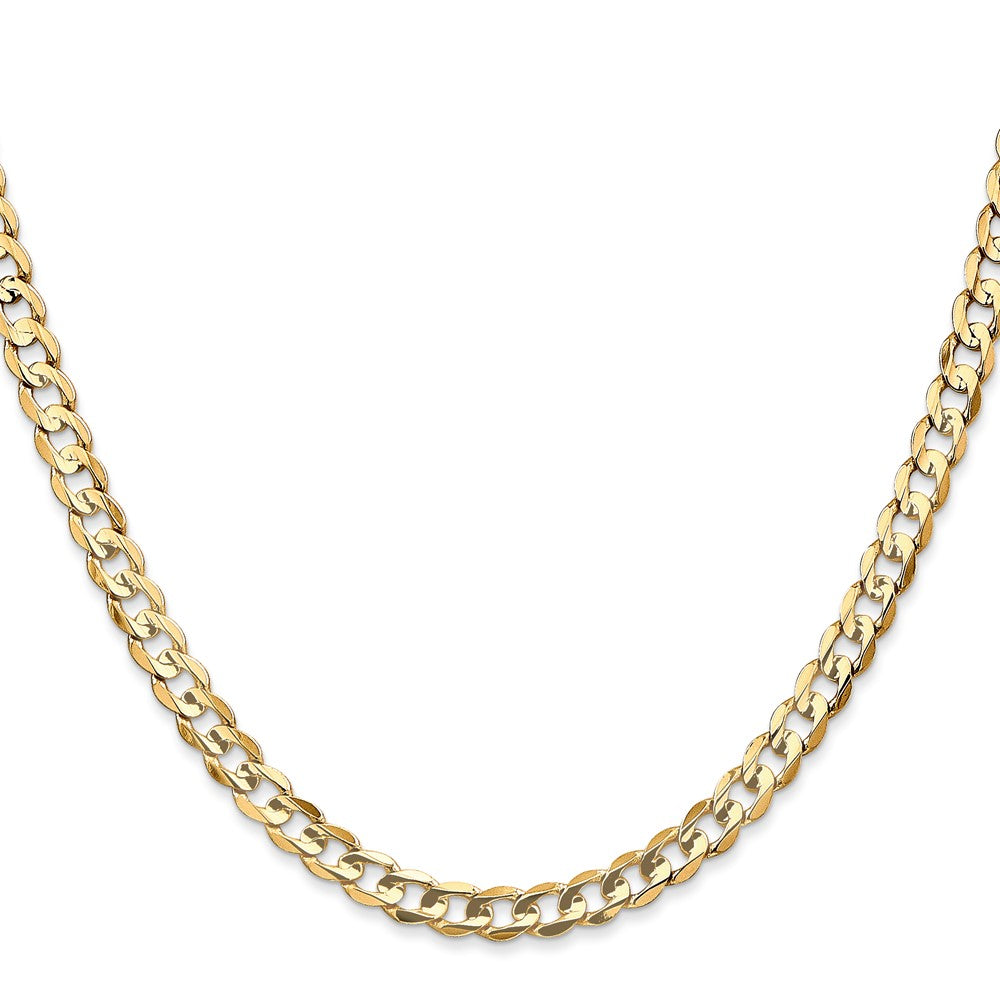 14K 20 inch 4.5mm Open Concave Curb with Lobster Clasp Chain