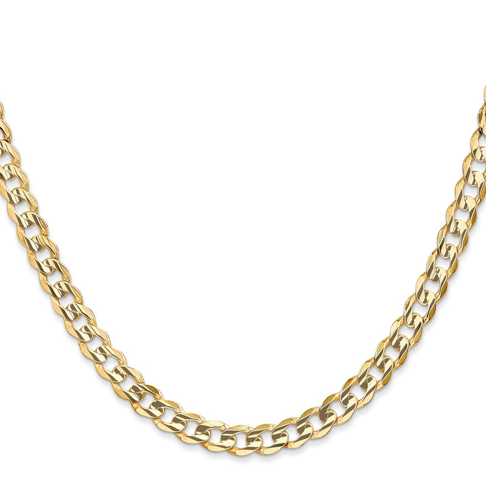 14K 22 inch 5.25mm Open Concave Curb with Lobster Clasp Chain