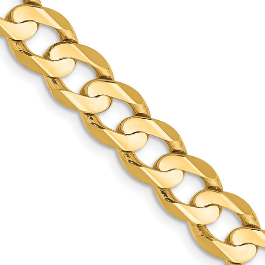 14K 28 inch 6.75mm Open Concave Curb with Lobster Clasp Chain