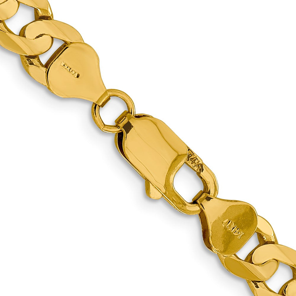 14K 26 inch 7.5mm Open Concave Curb with Lobster Clasp Chain