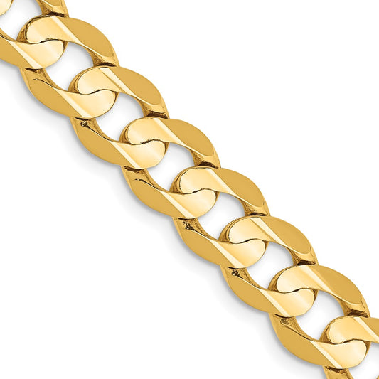 14K 22 inch 7.5mm Open Concave Curb with Lobster Clasp Chain
