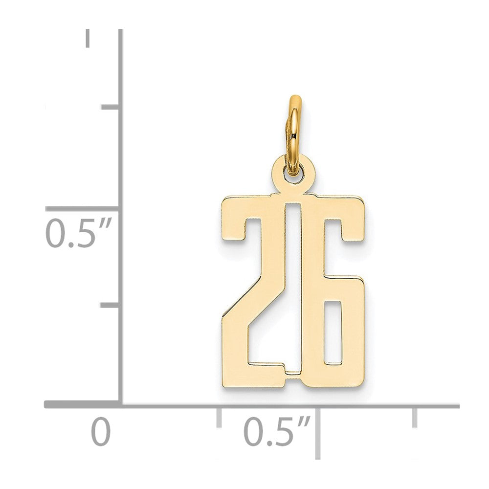 14k Small Elongated Number 26 Charm