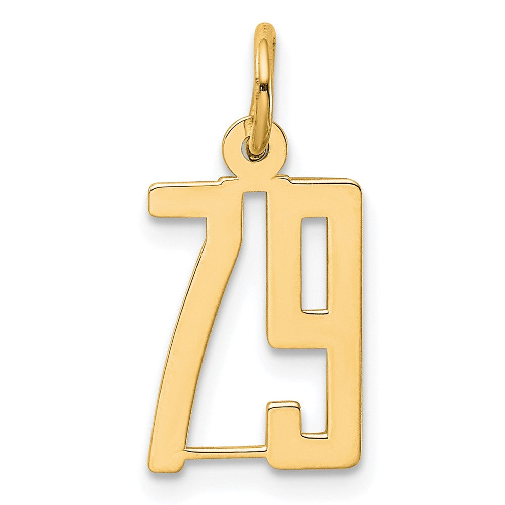14k Small Elongated Number 79 Charm