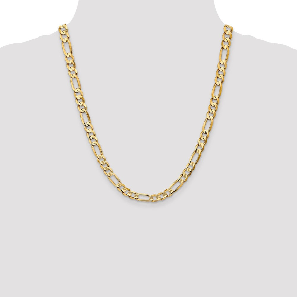 14K 22 inch 6.75mm Concave Open Figaro with Lobster Clasp Chain