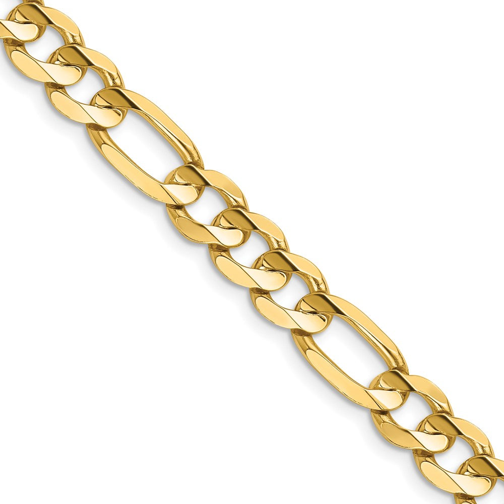14K 28 inch 7.5mm Concave Open Figaro with Lobster Clasp Chain