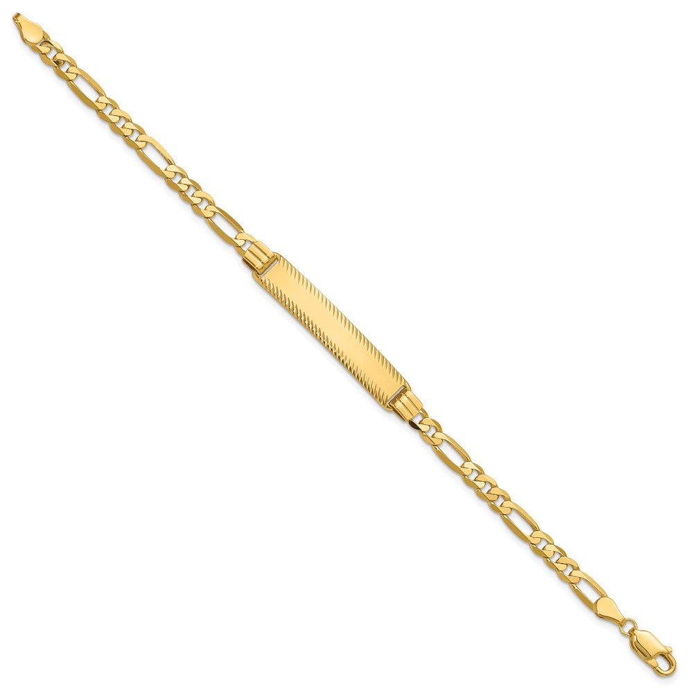 14k Figaro Diamond Cut ID Bracelet