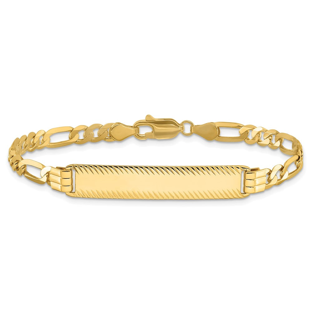 14k Figaro Diamond Cut ID Bracelet