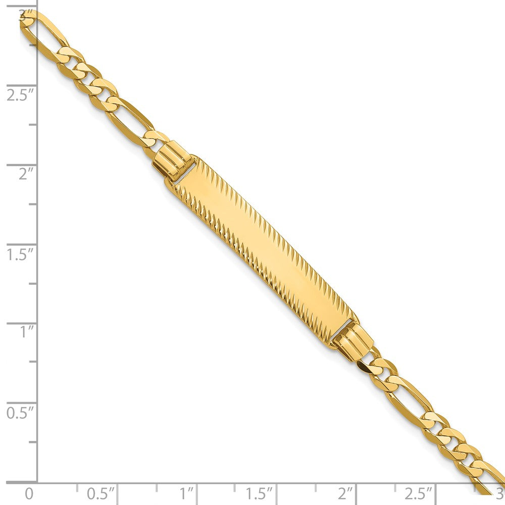 14k Figaro Diamond Cut ID Bracelet