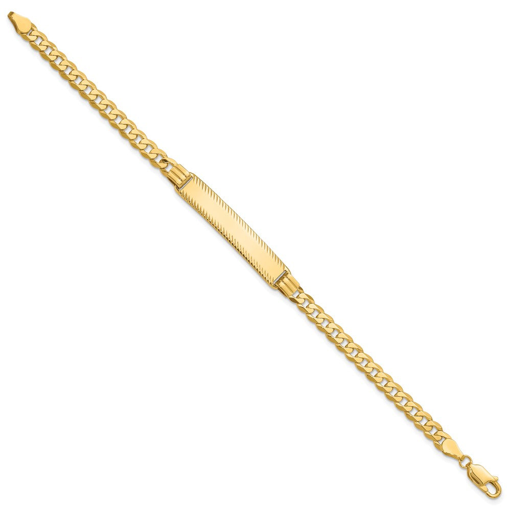 14K Curb Link Diamond Cut ID Bracelet