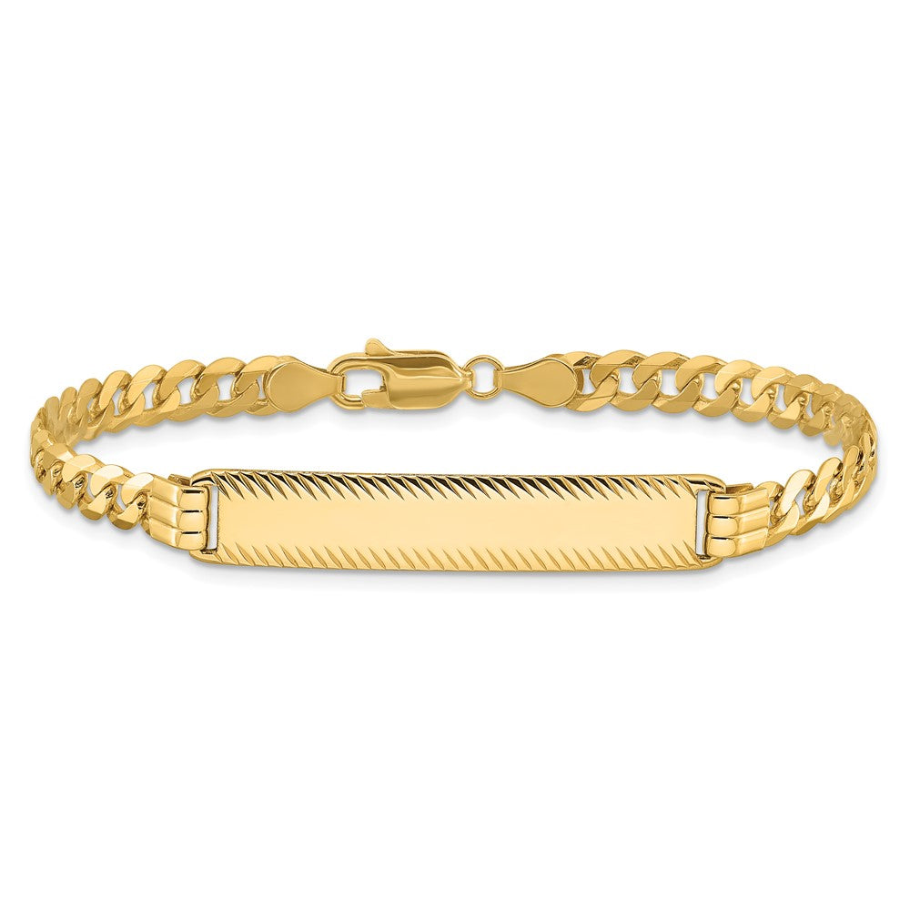 14K Curb Link Diamond Cut ID Bracelet