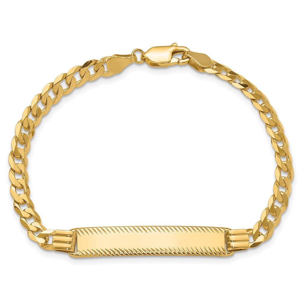 14K Curb Link Diamond Cut ID Bracelet