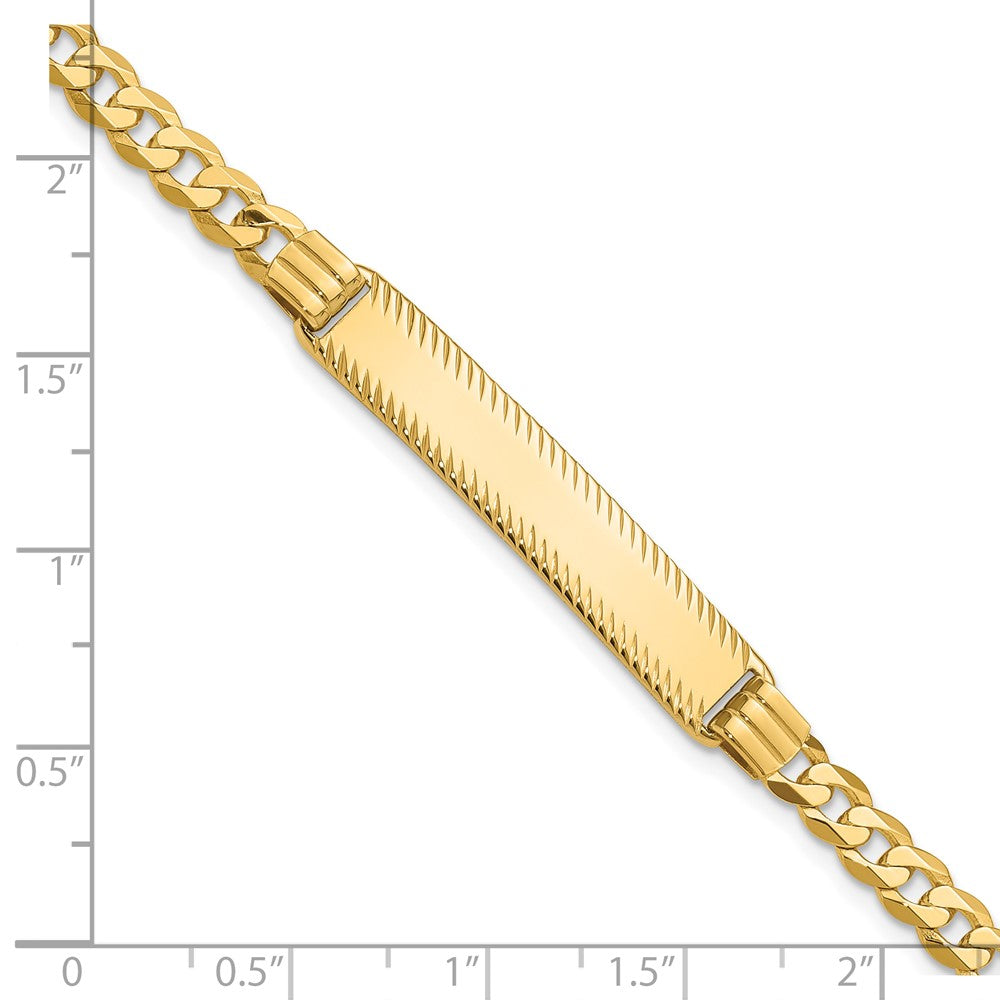 14K Curb Link Diamond Cut ID Bracelet