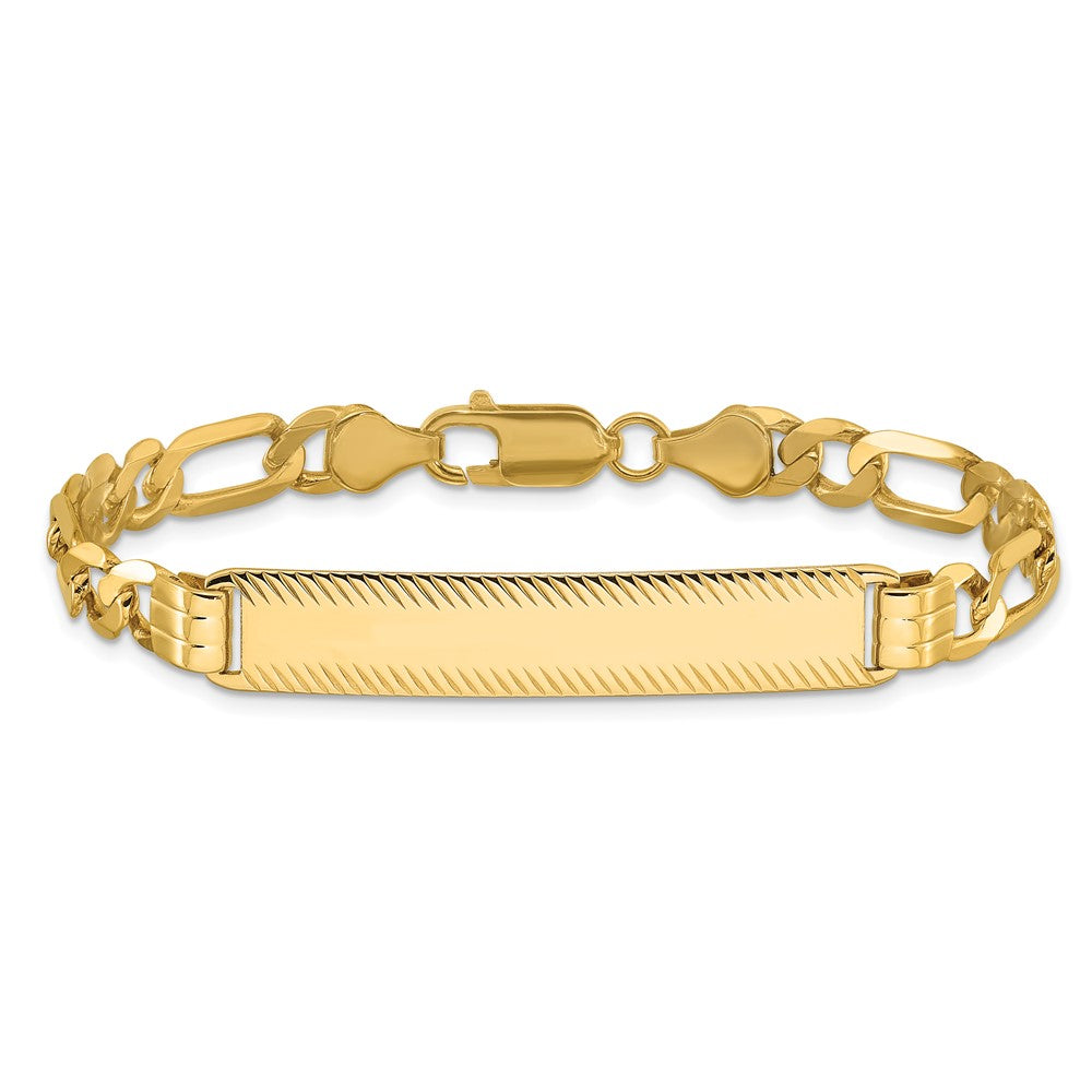 14k Figaro Diamond Cut ID Bracelet