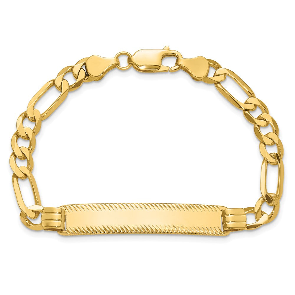 14k Figaro Diamond Cut ID Bracelet