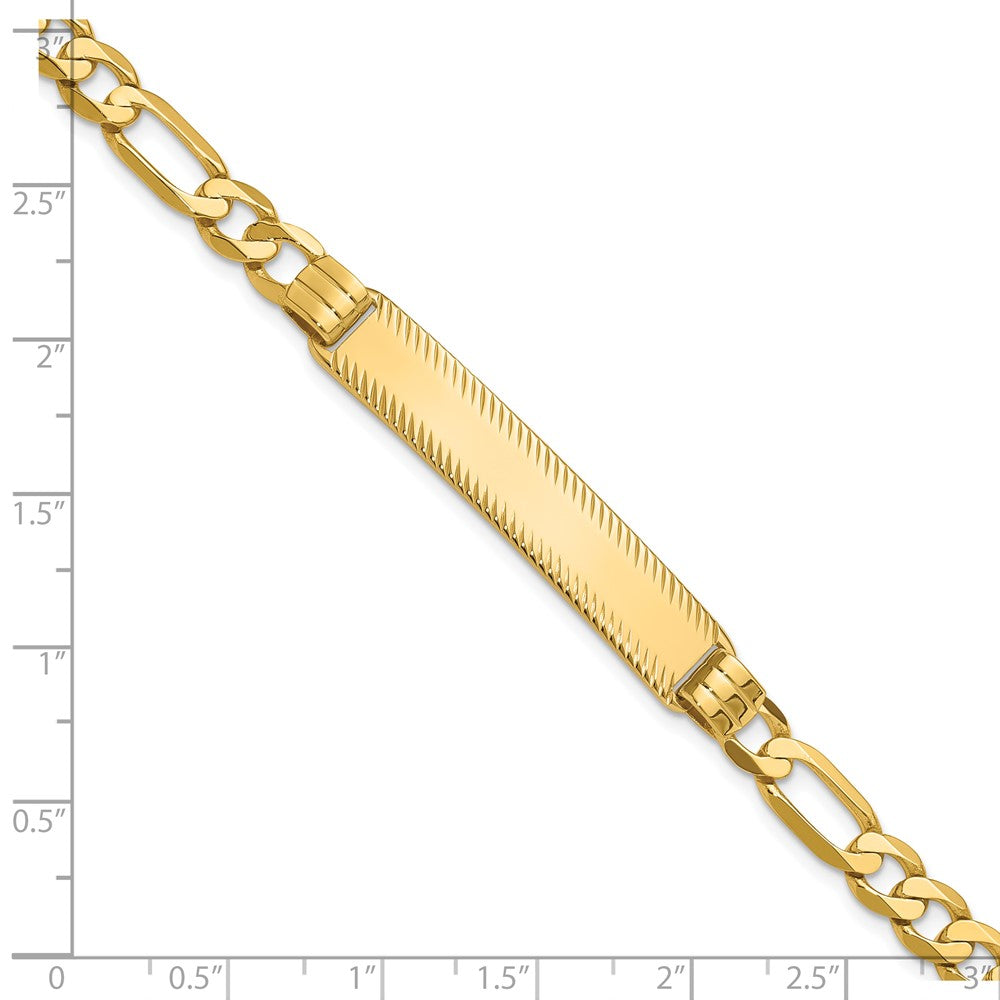 14k Figaro Diamond Cut ID Bracelet