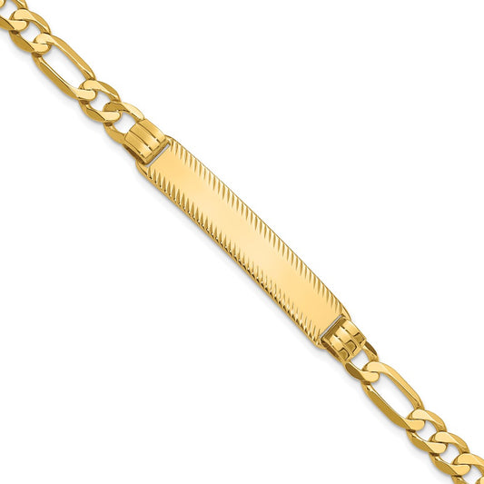 14k Figaro Diamond Cut ID Bracelet
