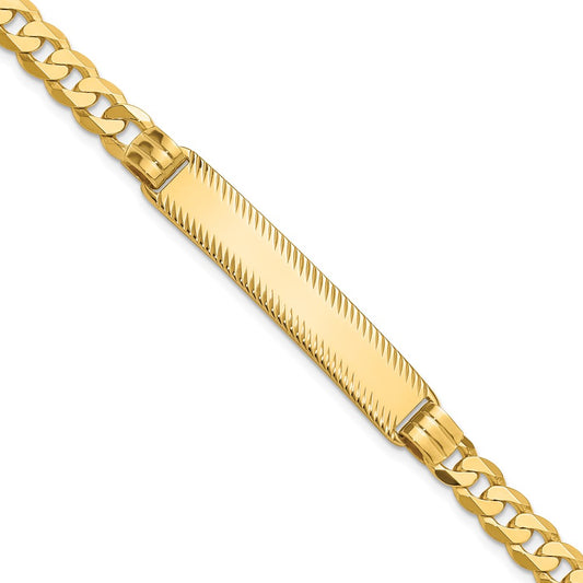 14K Curb Link Diamond Cut ID Bracelet