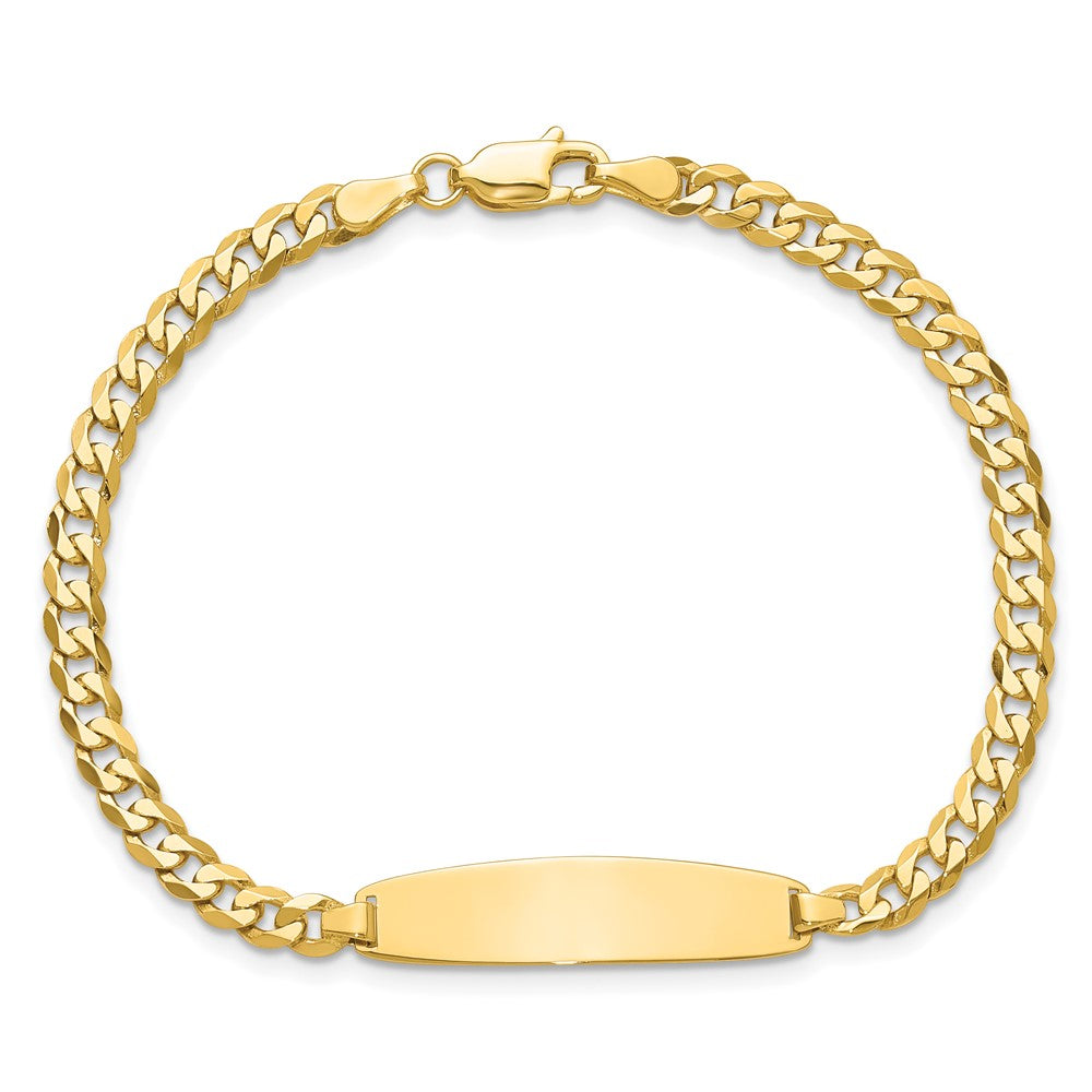 14k Flat Curb Link Rounded ID Bracelet