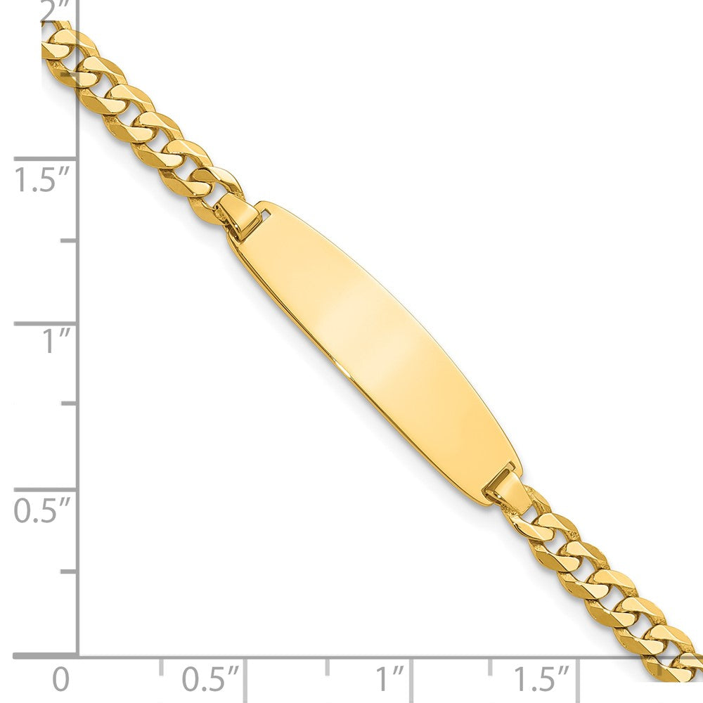 14k Flat Curb Link Rounded ID Bracelet
