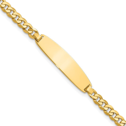 14k Flat Curb Link Rounded ID Bracelet