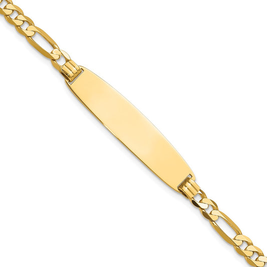 14k Figaro Rounded ID Bracelet