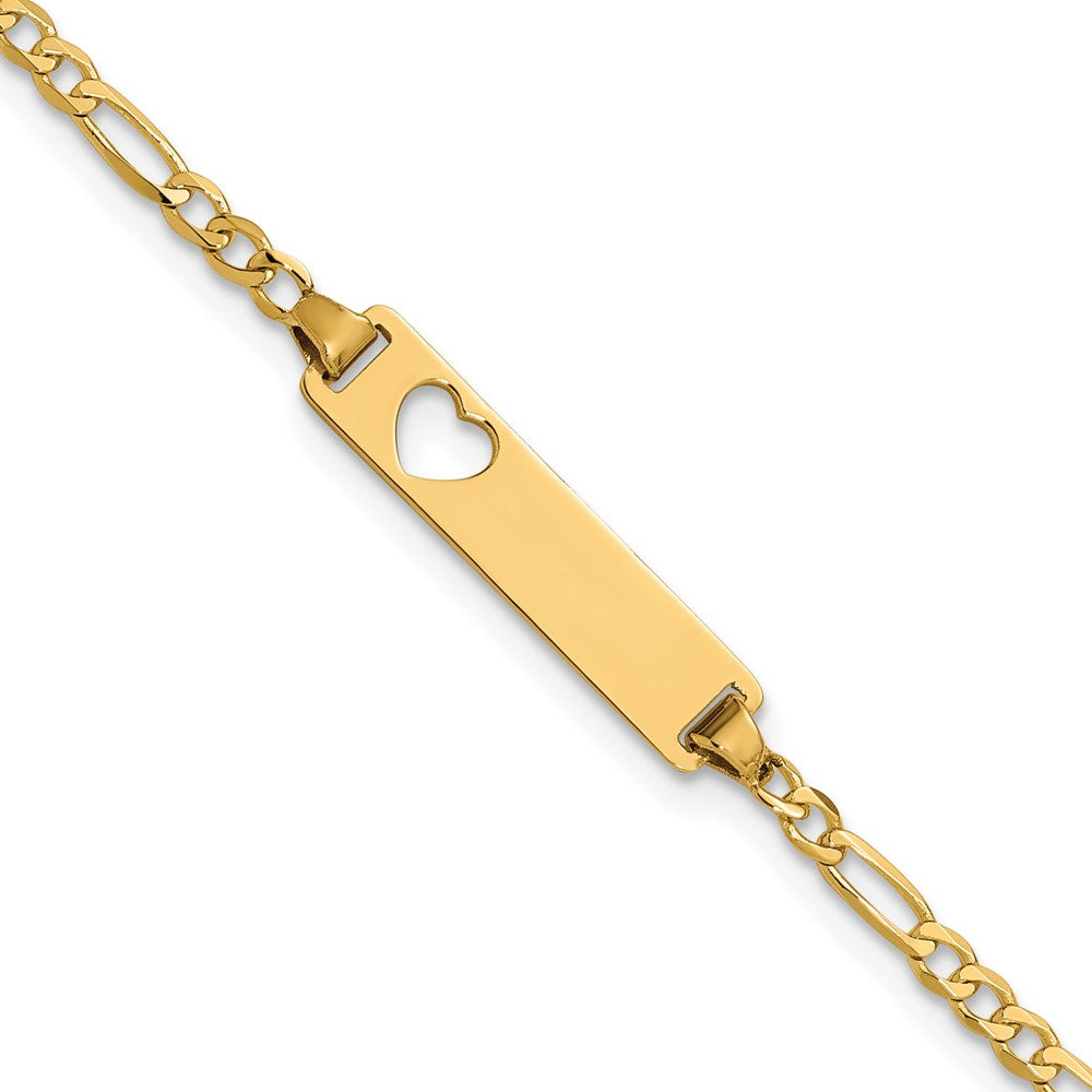 14k Cut-out Heart Figaro Link ID Bracelet