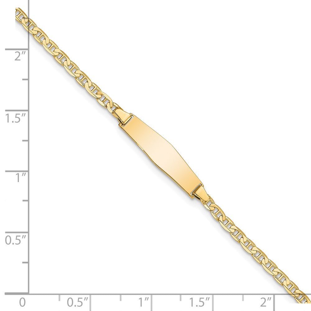 14k Soft Diamond Shape Flat Anchor Link ID Bracelet