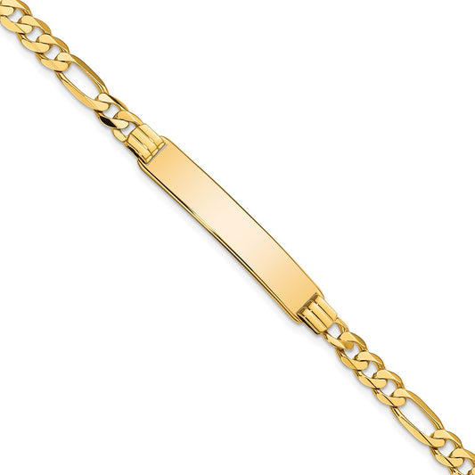 14k Flat Figaro Link ID Bracelet