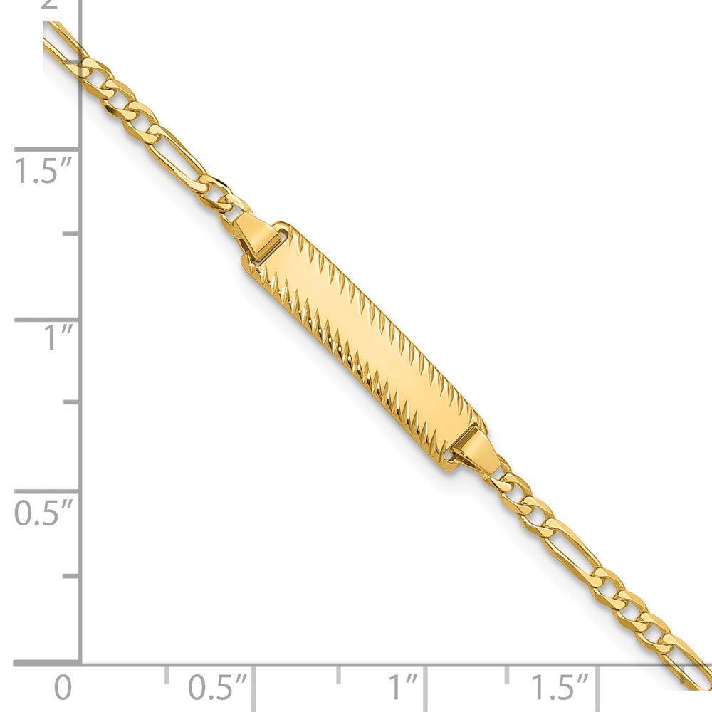 14k Figaro Diamond Cut ID Bracelet