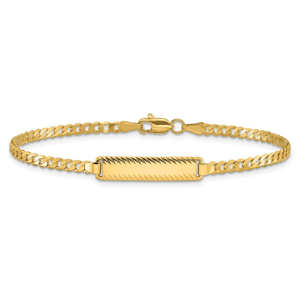 14k Curb Link Diamond Cut ID Bracelet