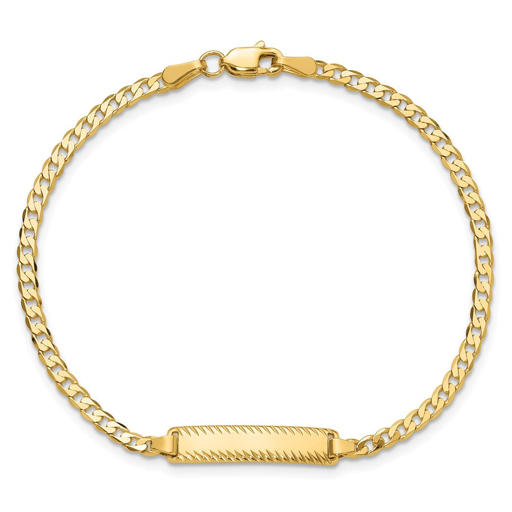14k Curb Link Diamond Cut ID Bracelet