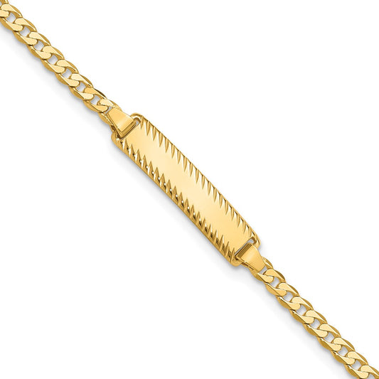 14k Curb Link Diamond Cut ID Bracelet