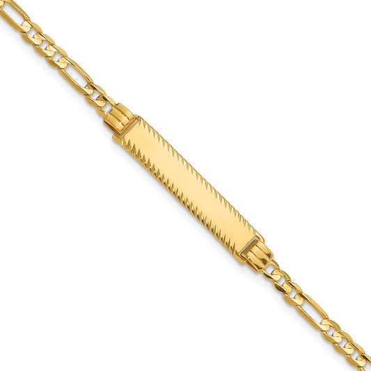 14k 3.0mm Figaro Diamond Cut ID Bracelet