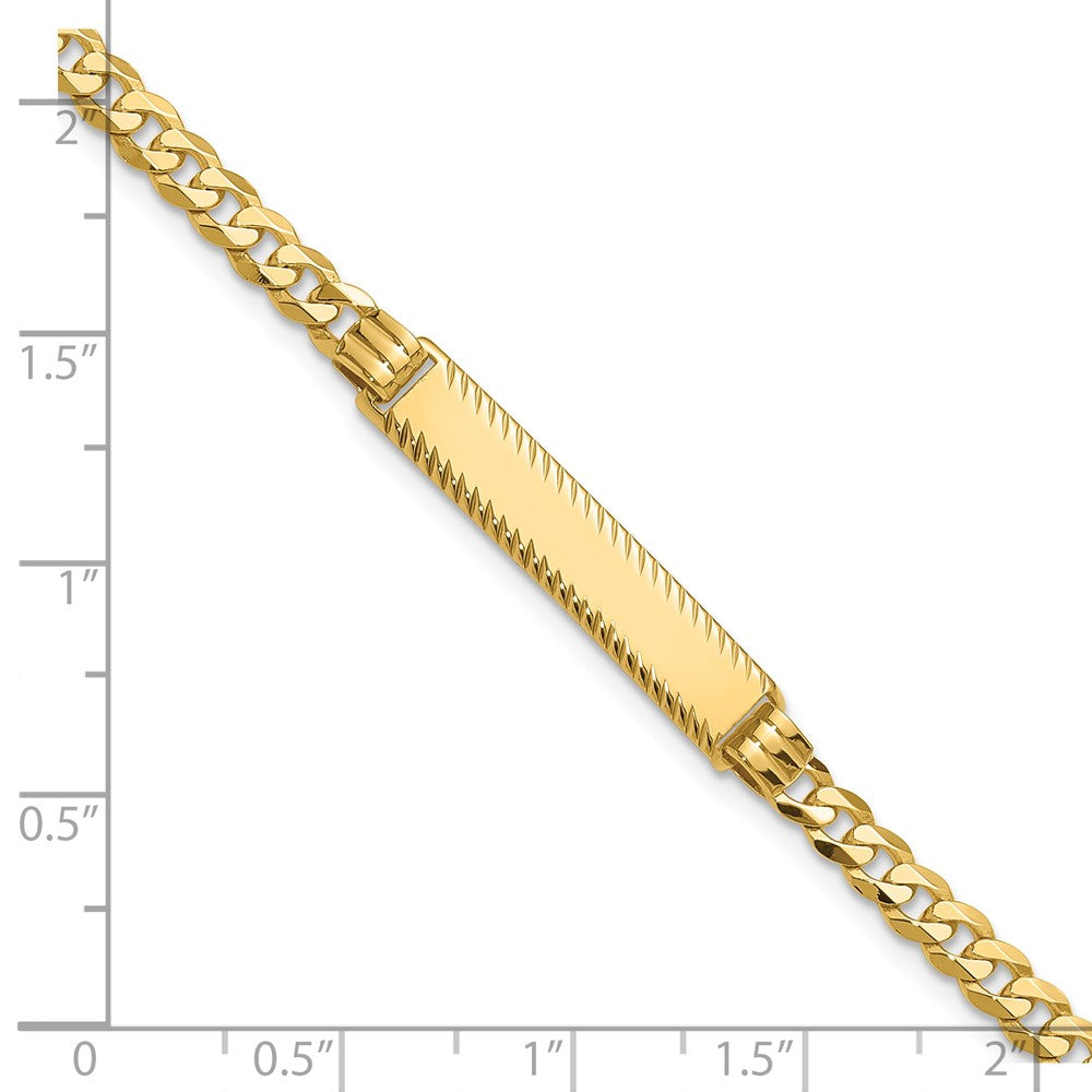 14k Flat Curb Link Diamond Cut ID Bracelet