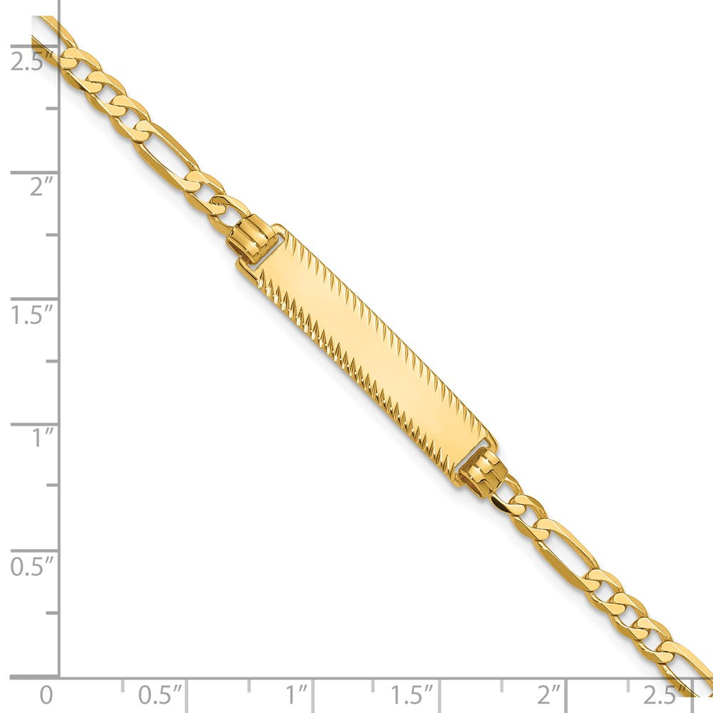 14k Flat Figaro Link Diamond Cut ID Bracelet