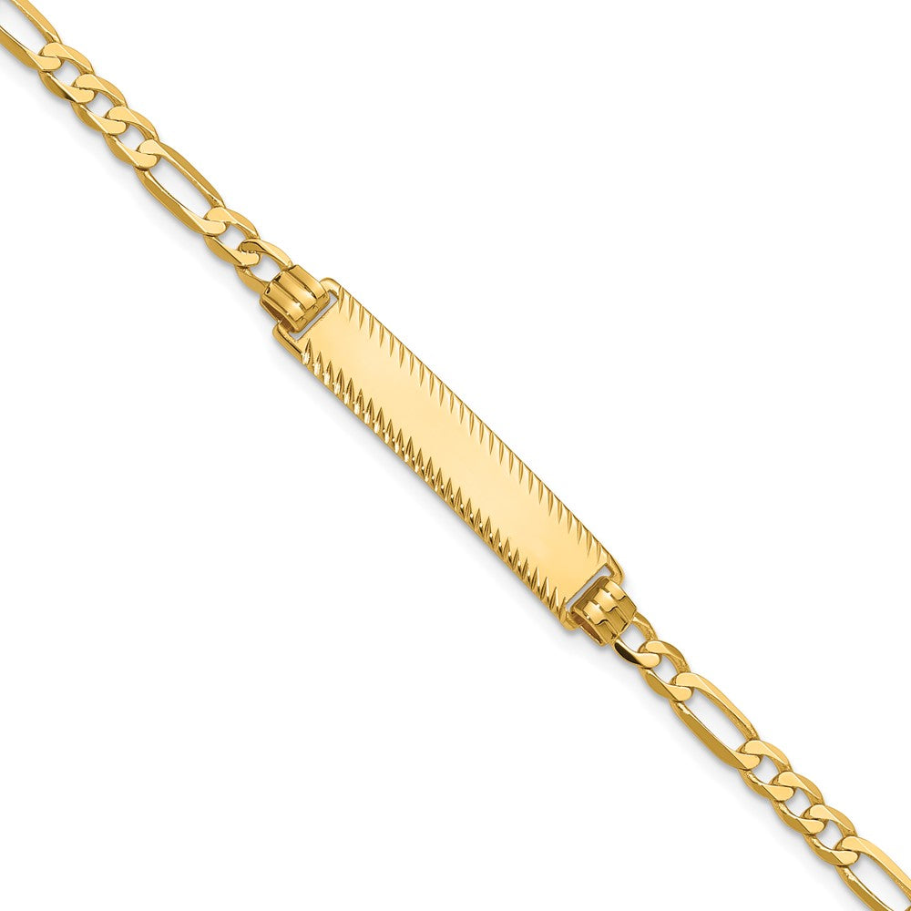 14k Flat Figaro Link Diamond Cut ID Bracelet