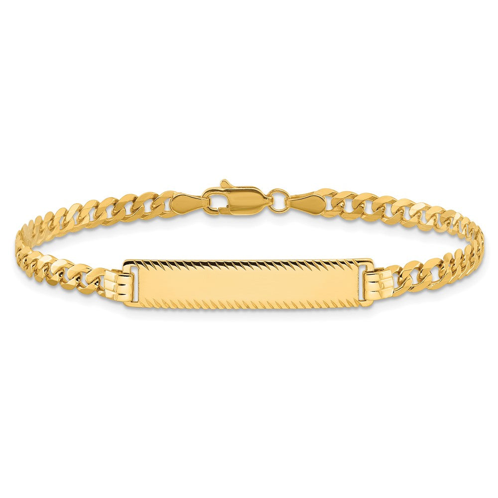 14k Flat Curb Link Diamond Cut ID Bracelet