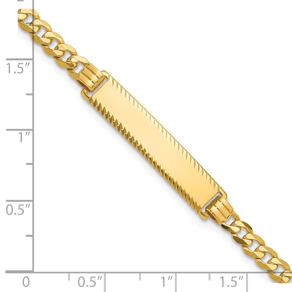 14k Flat Curb Link Diamond Cut ID Bracelet