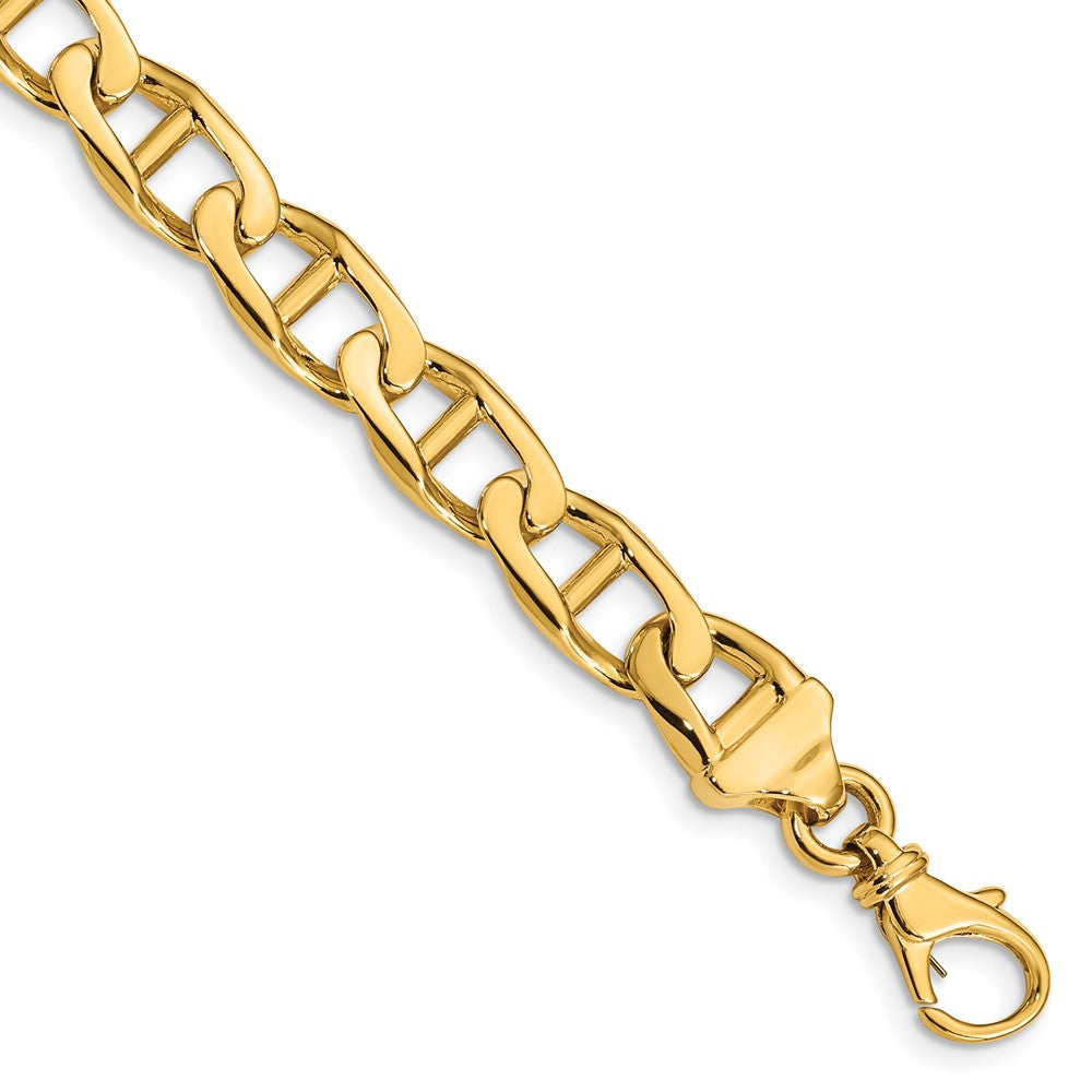 14K 22 inch 9mm Hand Polished Fancy Anchor Link with Fancy Lobster Clasp Chain