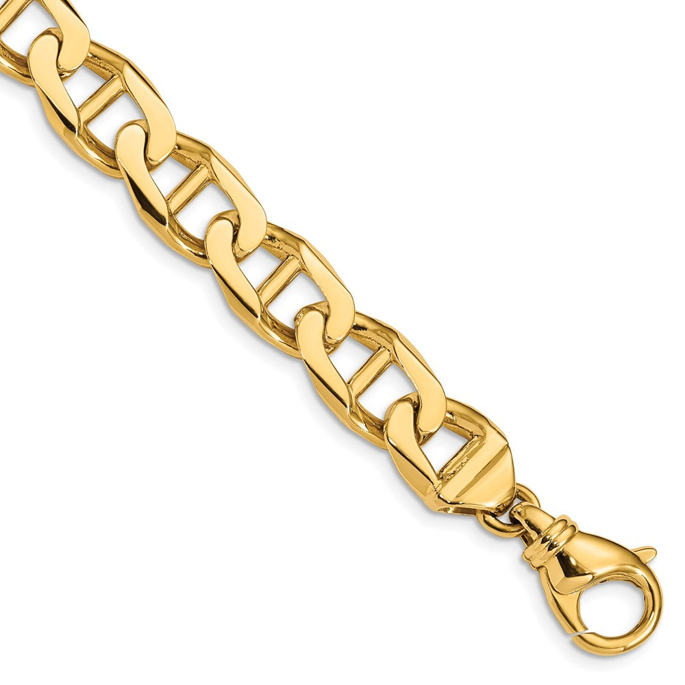 14K 22 inch 10.3mm Hand Polished Fancy Anchor Link with Fancy Lobster Clasp Chain