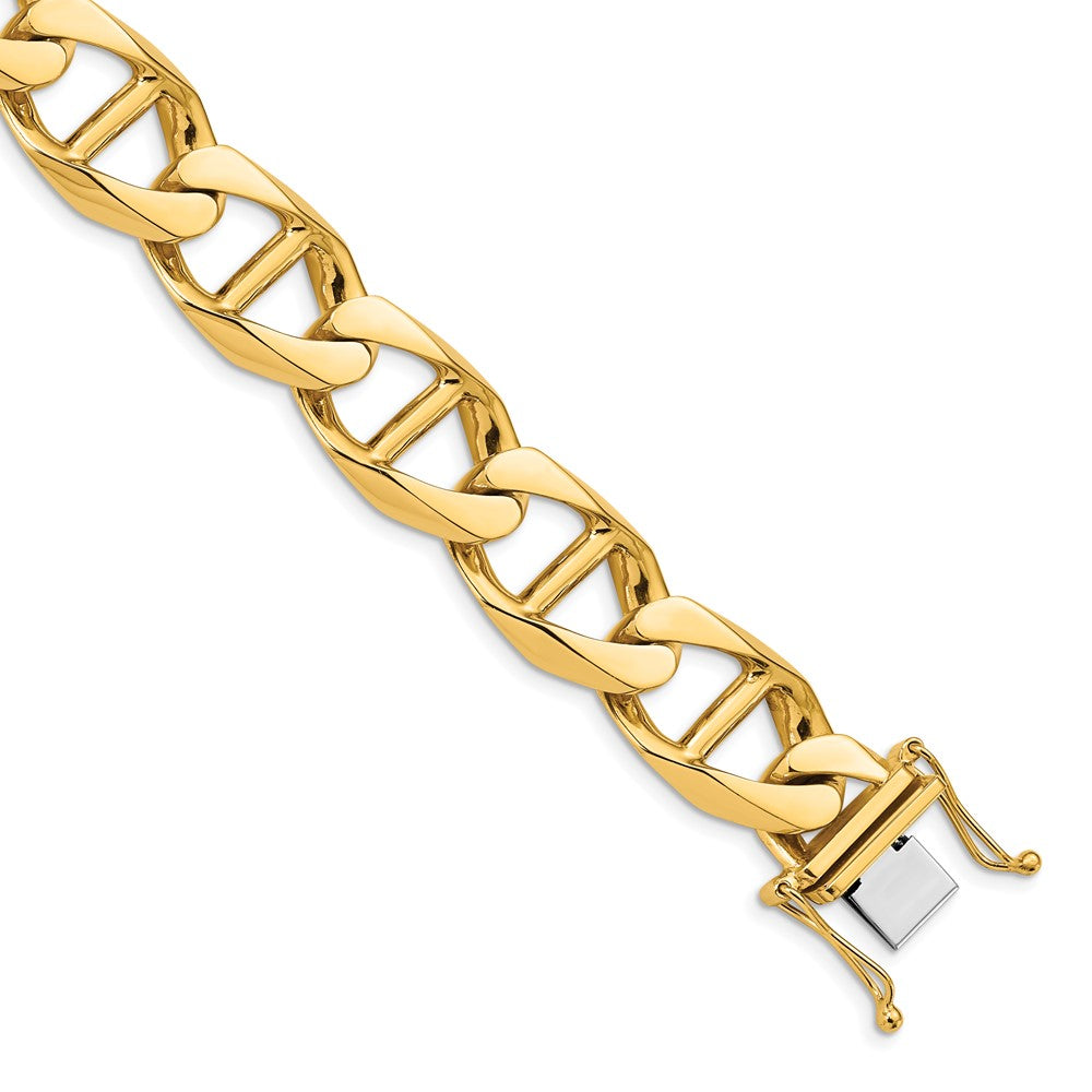 14K White Gold 24 inch 12.5mm Hand Polished Fancy Anchor Link with Box Catch Clasp Chain
