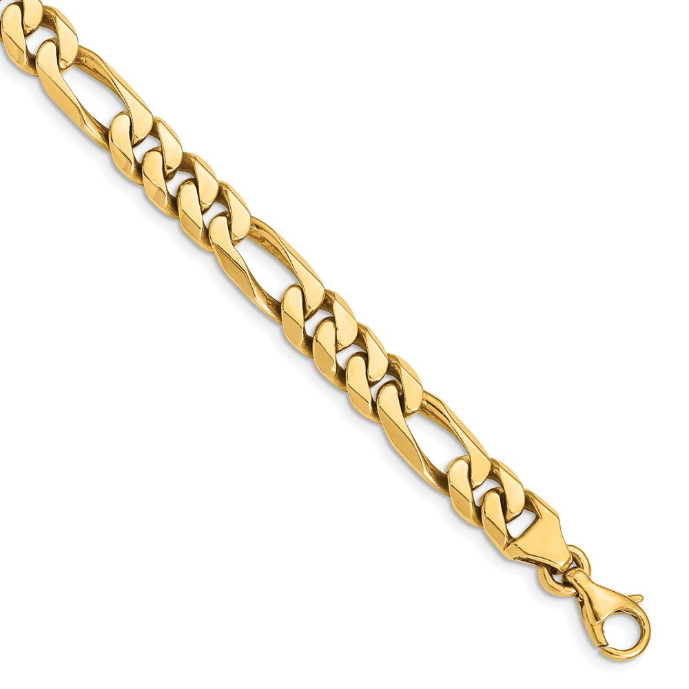 14K 22 inch 8mm Hand Polished Figaro Link with Fancy Lobster Clasp Chain